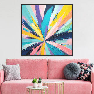 Abstract Starburst Painting – Textured Color Art Canvas Print