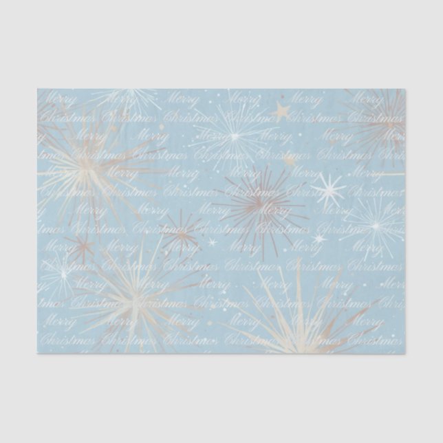 Abstract Starburst Pattern Blue Merry Christmas Tissue Paper (Front)