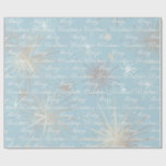 Abstract Starburst Pattern Blue Merry Christmas Wrapping Paper