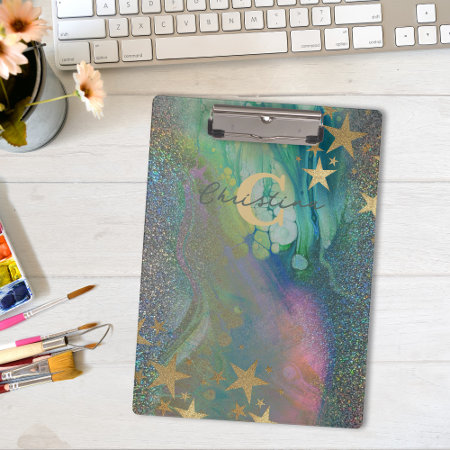 Abstract Starry Glitter Liquid Name And Initial 