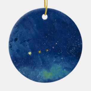 Abstract Starry Sky Watercolor Nebula Galaxy Ceramic Ornament