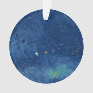 Abstract Starry Sky Watercolor Nebula Galaxy Ornament