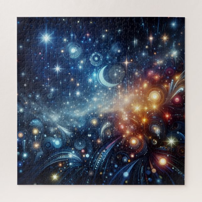 Abstract Stars and Moon Jigsaw Puzzle (Vertical)
