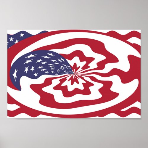 Abstract Stars and stripes American Patriotic art  Poster