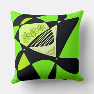 Abstract Stars And Stripes: Green Black Throw Pillow