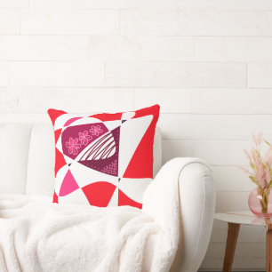 Abstract Stars And Stripes: Magenta Pink Red White Throw Pillow