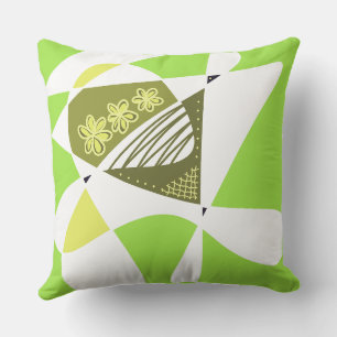 Abstract Stars And Stripes: Olive Green White 2 Throw Pillow