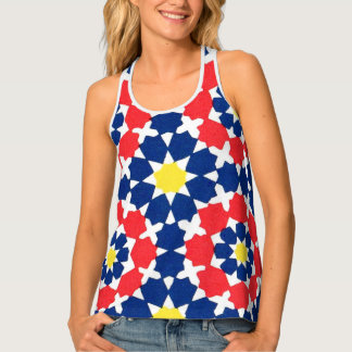 abstract stars and x'es print tank top
