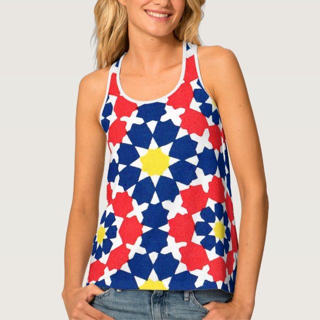 abstract stars and x'es print tank top (Front)