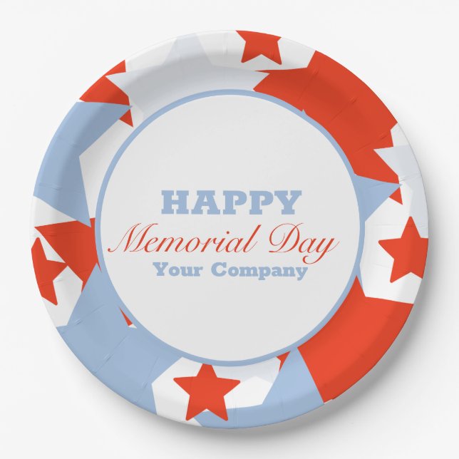 Abstract Stars Memorial Day Event Party Paper Plates (Front)