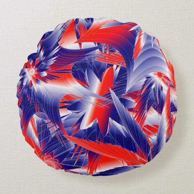 Abstract Stars  Red White and Blue Round Pillow (Front)