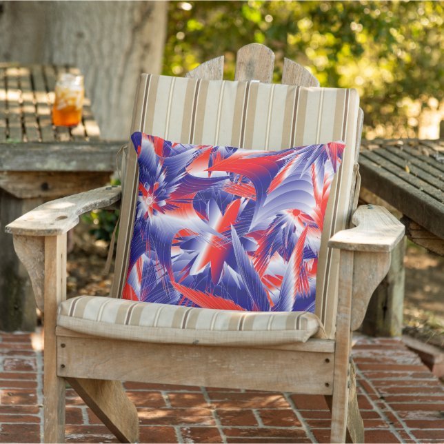 Abstract Stars  Red White and Blue Throw Pillow (Chair)
