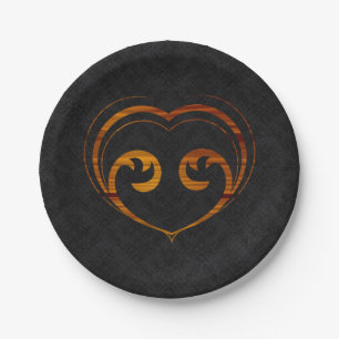 Abstract Steampunk Heart Paper Plates