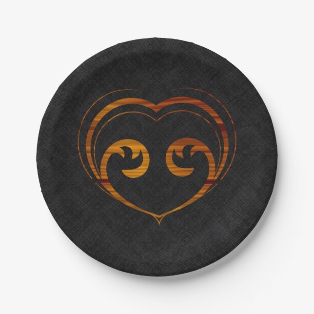 Abstract Steampunk Heart Paper Plates (Front)