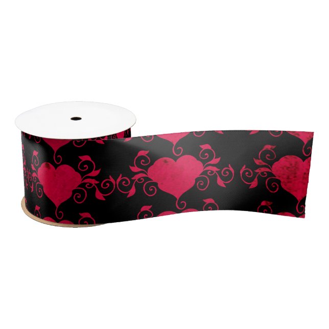 Abstract Steampunk Heart Satin Ribbon (Spool)