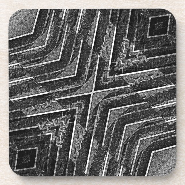 Abstract Steel Modern Pattern Beverage Coaster (Front)