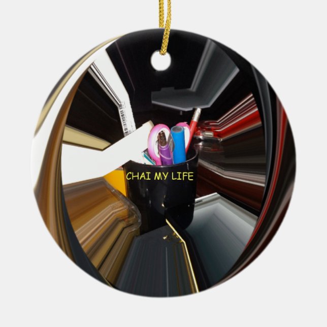 Abstract Still Life Tea Mug Office Stationary Art  Ceramic Ornament (Front)