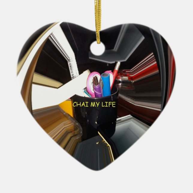 Abstract Still Life Tea Mug Office Stationary Art  Ceramic Ornament (Front)