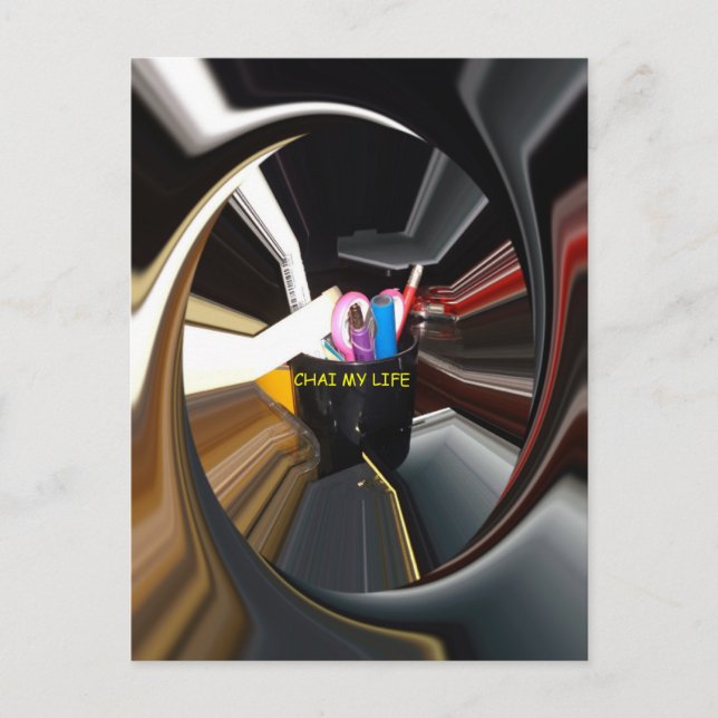 Abstract Still Life Tea Mug Office Stationary Art  Postcard (Front)