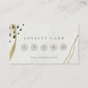 Abstract Stone Grey Ivory Gold 5 Punch Loyalty Business Card