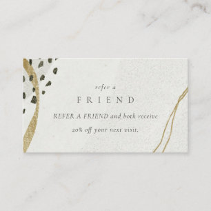 Abstract Stone Grey Ivory Gold Refer A Friend Business Card