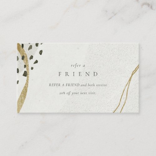 Abstract Stone Grey Ivory Gold Refer A Friend Business Card
