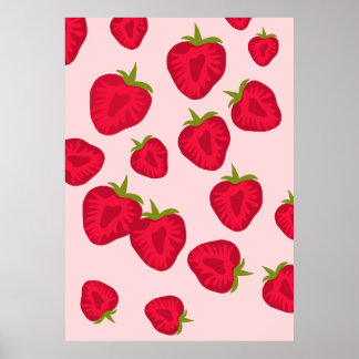 Abstract Strawberry in Matisse Style Poster