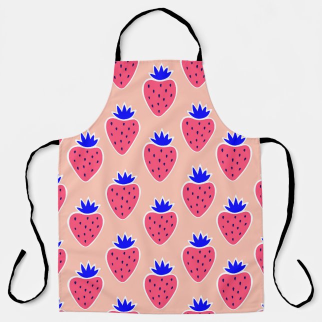 Abstract strawberry pattern on peach. apron (Front)