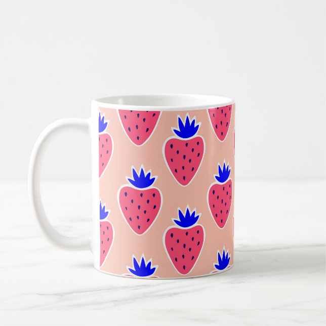 Abstract strawberry pattern on peach. coffee mug (Left)