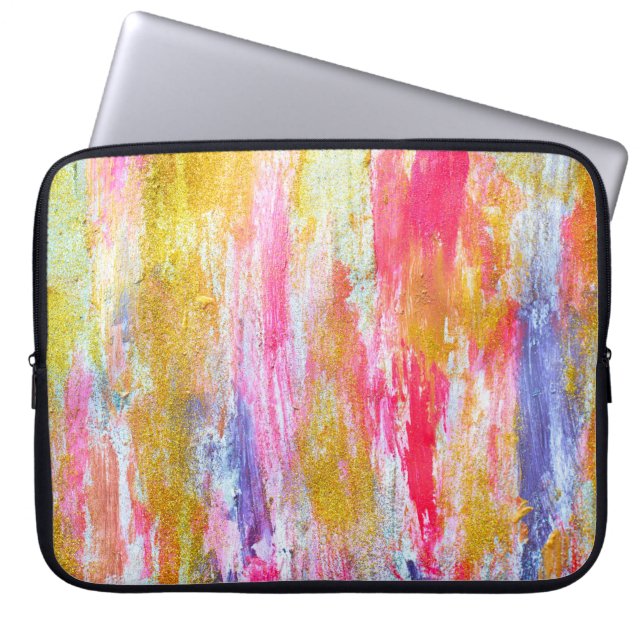 Abstract streams of paints on the wall. Modern tex Laptop Sleeve (Front)