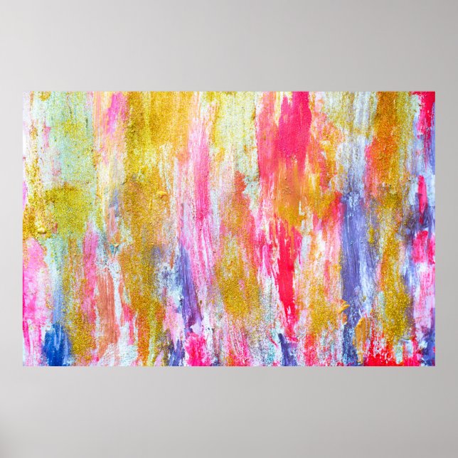 Abstract streams of paints on the wall. Modern tex Poster (Front)