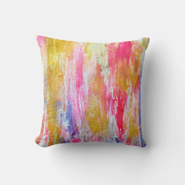 Abstract streams of paints on the wall. Modern tex Throw Pillow (Front)