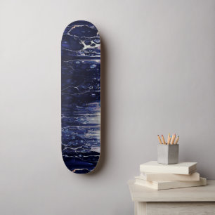 Abstract Street Art Inspired Dark Blue Ocean Skateboard