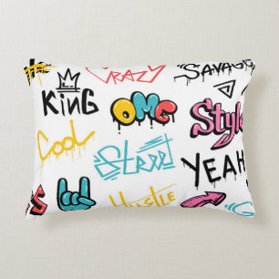 Abstract street graffiti lettering elements with g accent pillow