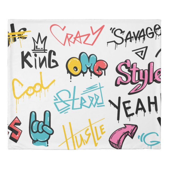 Abstract street graffiti lettering elements with g duvet cover (Front)