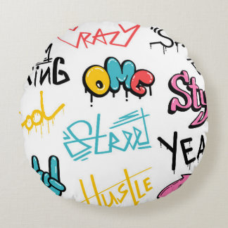 Abstract street graffiti lettering elements with g round pillow