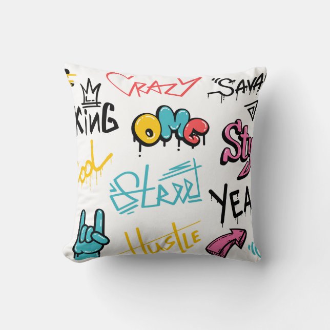 Abstract street graffiti lettering elements with g throw pillow (Front)