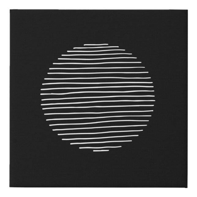 Abstract Stripe Black White Circle Modern Minimal Faux Canvas Print (Front)