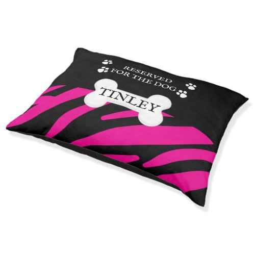 Abstract Stripe Pattern in Hot Pink and Black Pet Bed