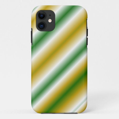 Abstract Striped Background Green White Yellow iPhone 11 Case
