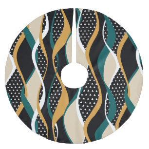 Abstract striped, colorful wavy pattern. brushed polyester tree skirt