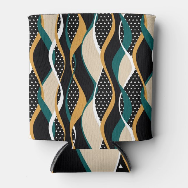 Abstract striped, colorful wavy pattern. can cooler (Front)