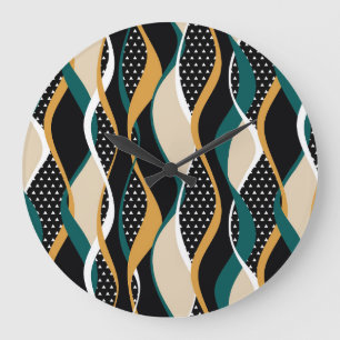 Abstract striped, colorful wavy pattern. large clock