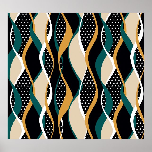 Abstract striped, colorful wavy pattern. poster (Front)
