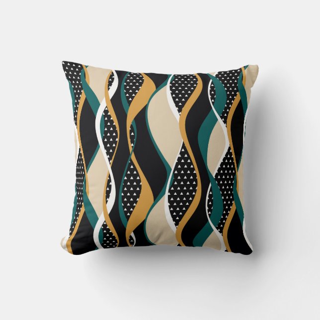 Abstract striped, colorful wavy pattern. throw pillow (Front)
