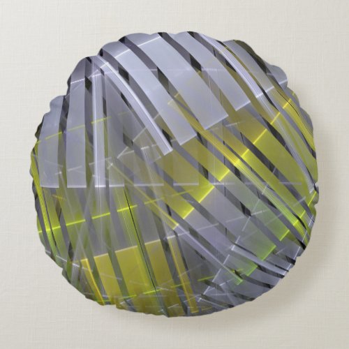 Abstract striped geometric decoration round pillow