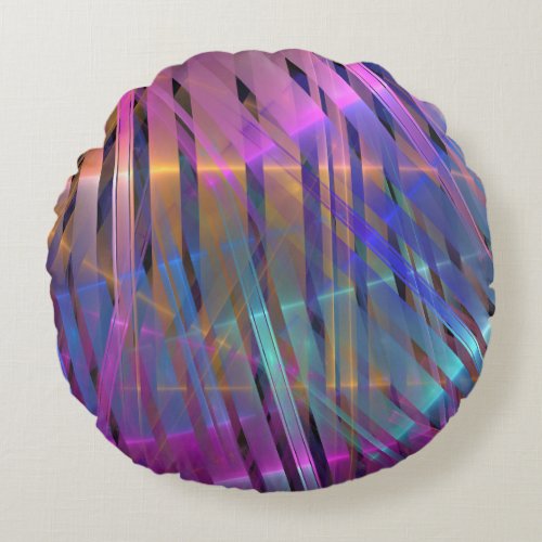Abstract striped geometric decoration round pillow