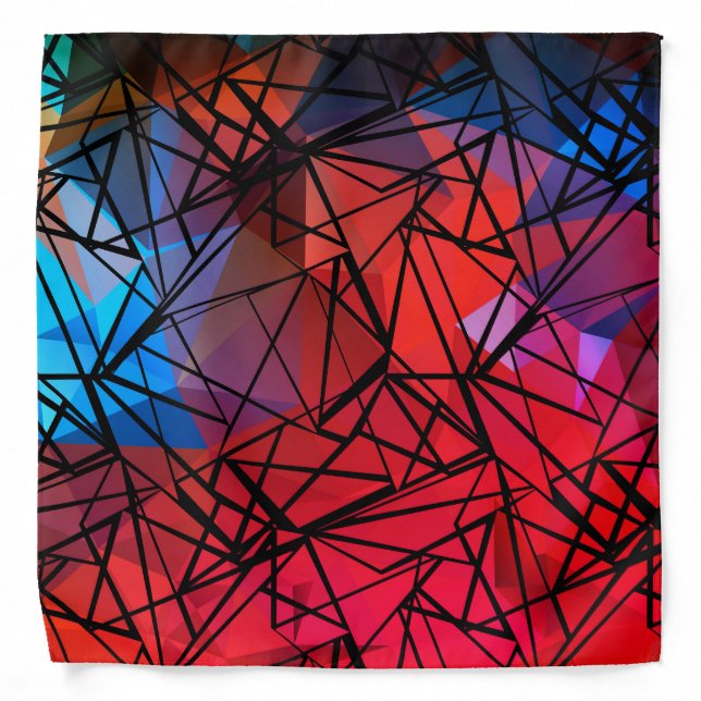 Abstract striped, geometric, geomantic pattern bandana (Front)