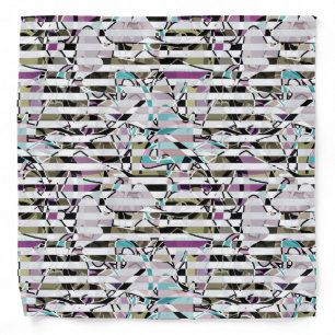 Abstract striped pattern stripes beige turquoise p bandana