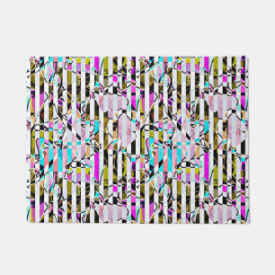 Abstract striped pattern stripes beige turquoise p doormat